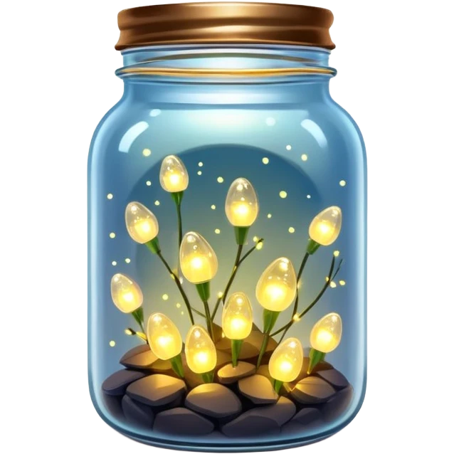 glass jar with solar powered fairy lights inside, glowing emoji
