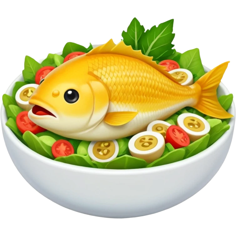 buatkan emoji salad namun berbentuk ikan 🐟 yang chubby untuk discord emoji tentang mancing untuk announcement  emoji
