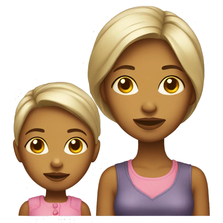 mother and daughter yellow skin big head whole body emoji