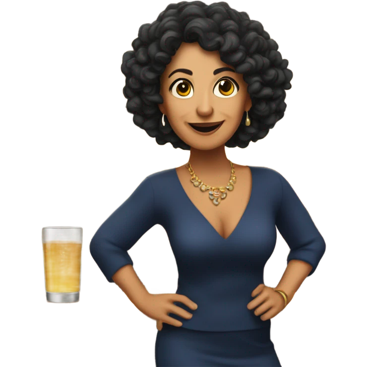 Hispanic 48 year old women with not so curly hair dancing at a bar emoji