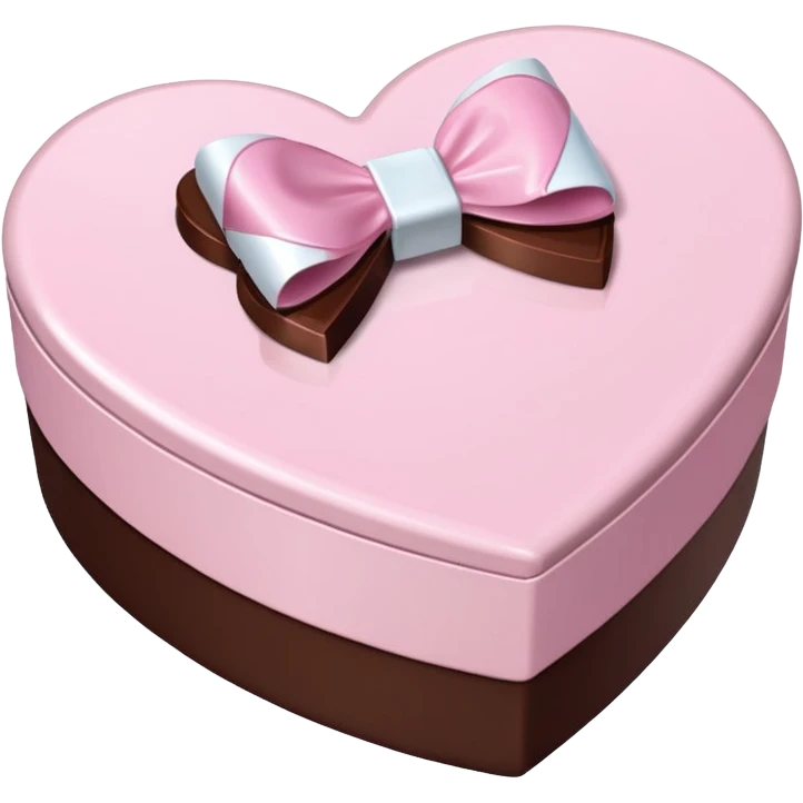 pale pink heart box, pale pink bow, filled with chocolates inside emoji