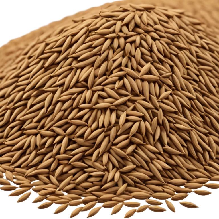 cluster of cumin seeds, slightly scattered, elongated and curved, fine vertical ridges, brown to grayish-brown, natural size and tone variation, dry fibrous look, 3D-rendered, transparent background emoji