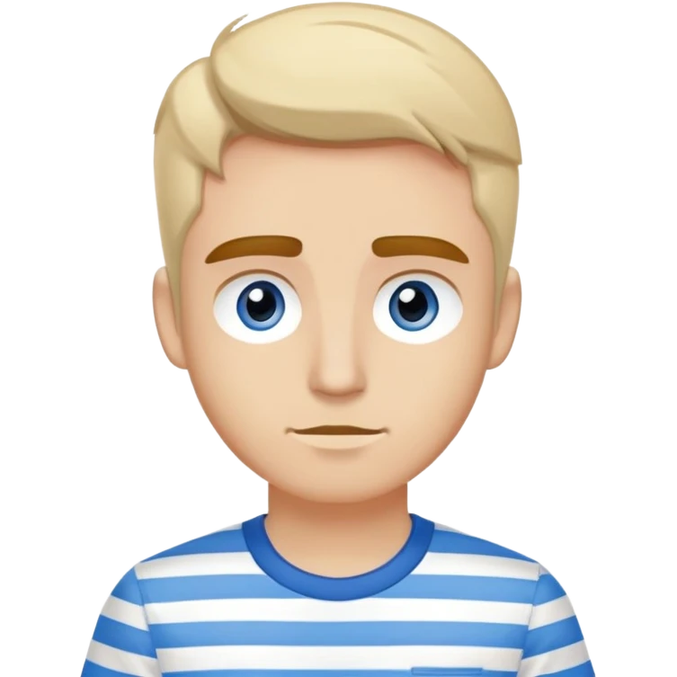 Chico blanco guapo con ojos color miel y cejas pobladas con una camiseta de mangas corta blanca y una camisa de vestir sobre puesta cde rayas blancas con rayas azules claro  emoji