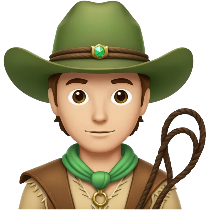 Cowboy character wearing a green hat with a lasso emoji