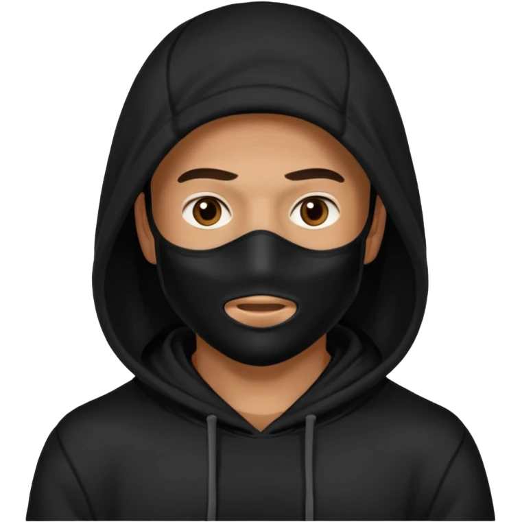 Mysterious man black hoodie black mask emoji