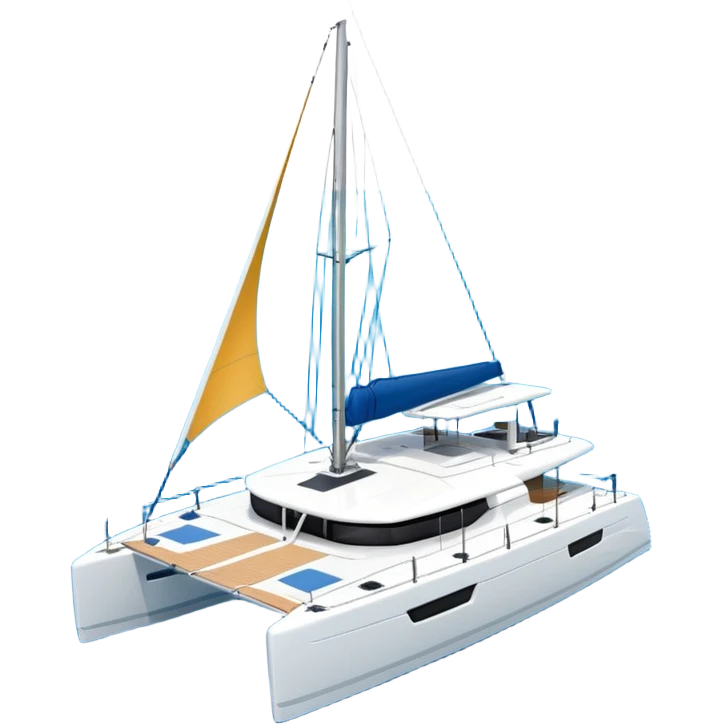 a lagoon 42 catamaran with no wording on the hull or anywhere on the cat  emoji