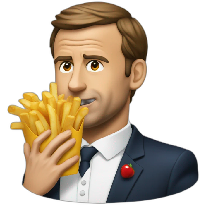 Macron qui mange des frites emoji