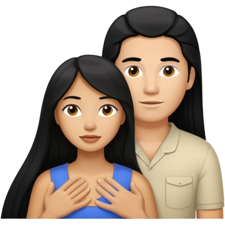Philippines woman with long hair is massaged from a blond white man emoji