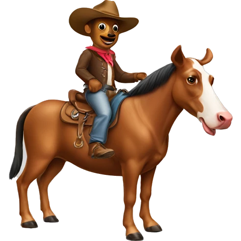 Weiner dog riding a horse with a cow boy hat on emoji