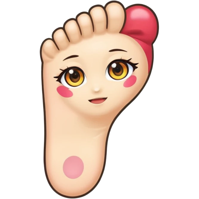 one foot With Anime Eyes in Chibi Sticker style emoji