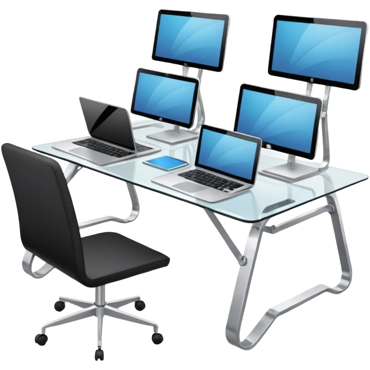 media agency, table with laptops emoji