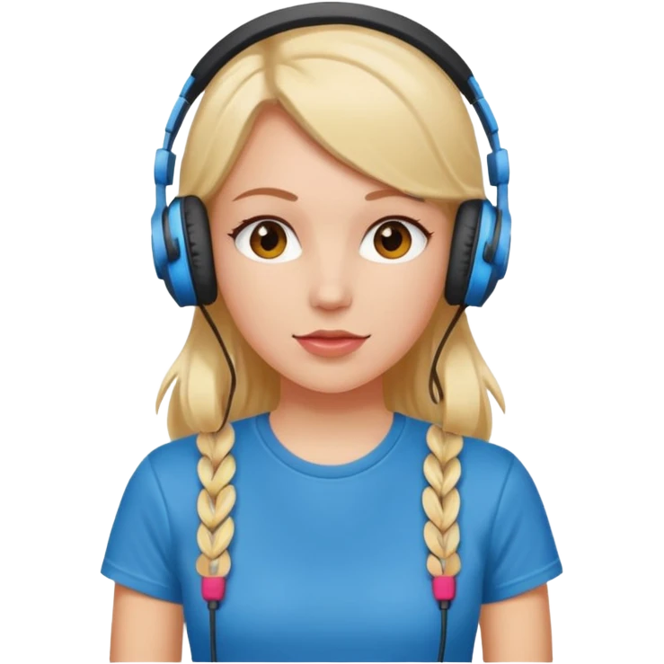 cherryhead skin white girl with deportive t shirt and headphones emoji