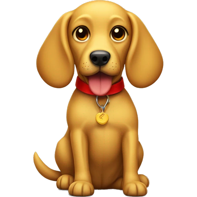 mustard colored dog with very very long ears and red collar emoji