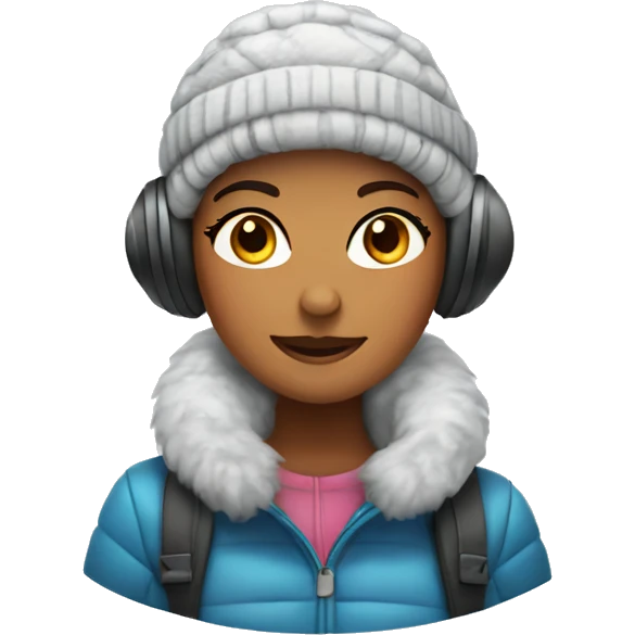 winter girl with ear muffs emoji