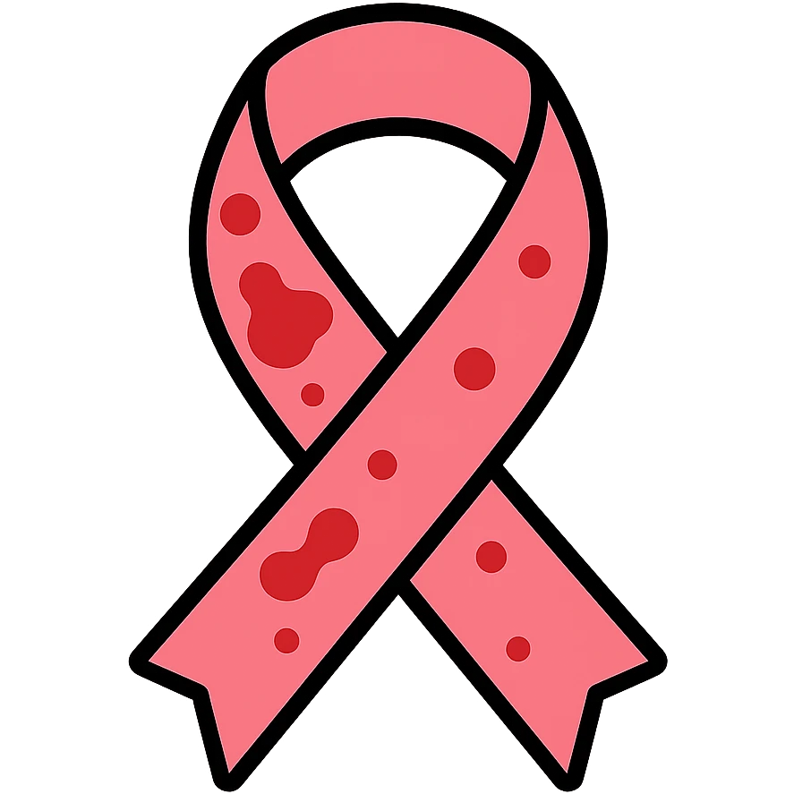 pink ribbon with blood stains emoji