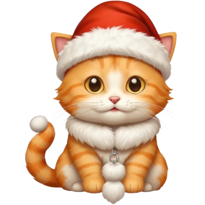Light orange tabby kitty inside a Santa hat emoji