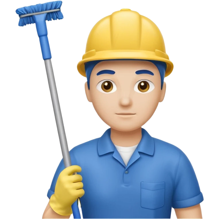Custodian with yellow rubber gloves, mop emoji