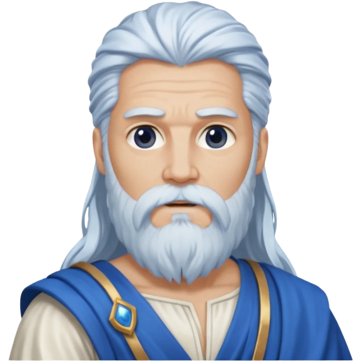 Jupiter, Thunder God from Rome Mythology with long white hair and beard, blue and white outfit emoji