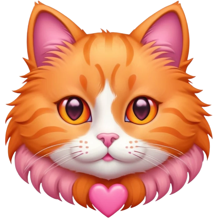 orange cat with pink heart eyes emoji