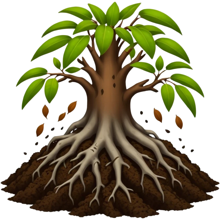 soil organic carbon with mangroves dropping leaves onto soil to rot emoji