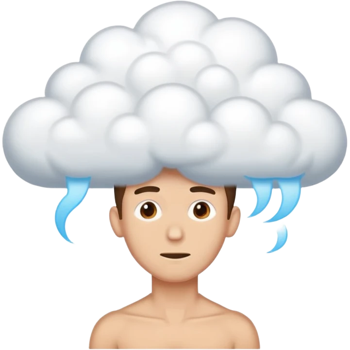 The skinny guy imagines himself getting stronger inside the cloud above his brain. emoji