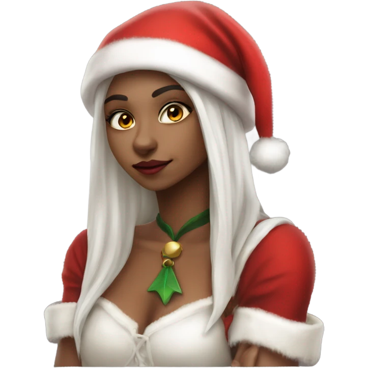 rogue female elf fantasy wearing santa hat emoji