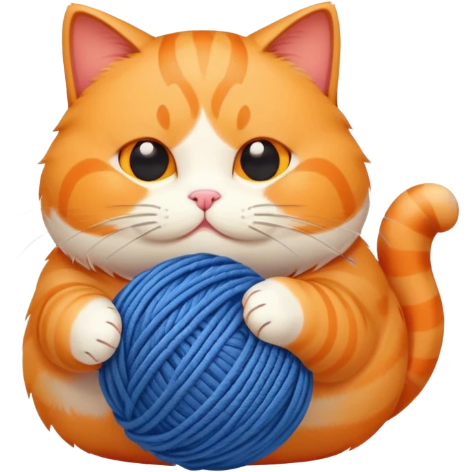 Chubby cat playing with yarn emoji