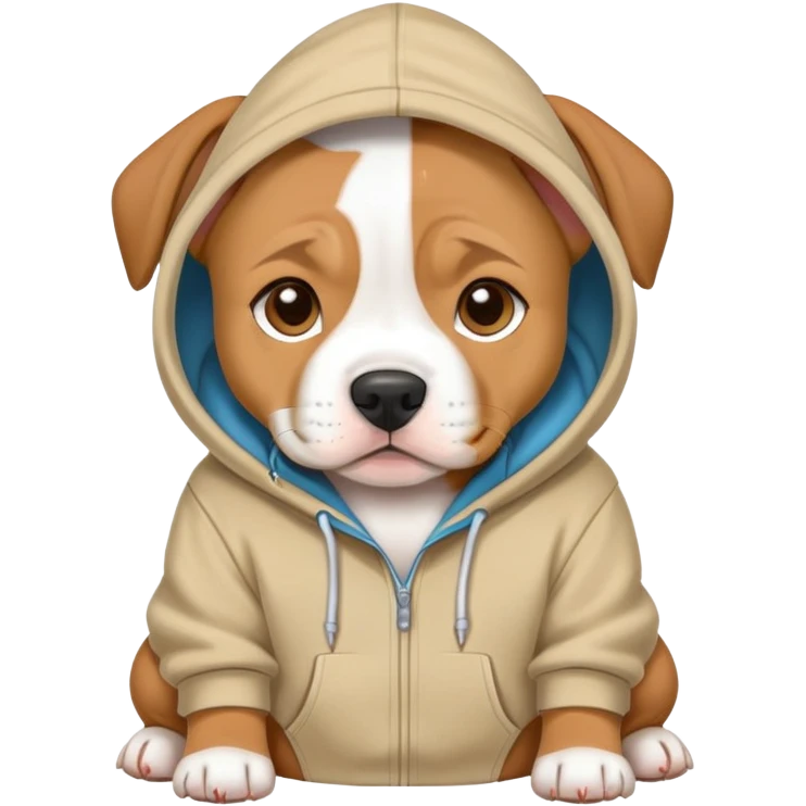 Amstaff puopy wearinf a hoodie emoji