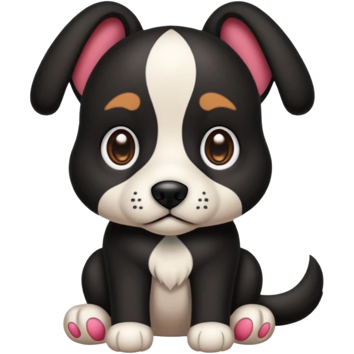 haz un perro negrocon el ozico y las patas blancas emoji