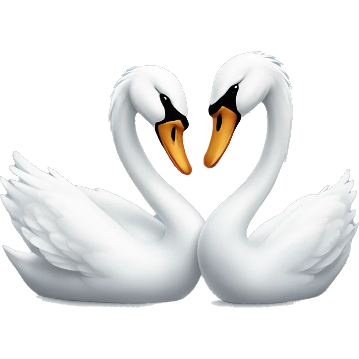 Two white swans kissing  emoji