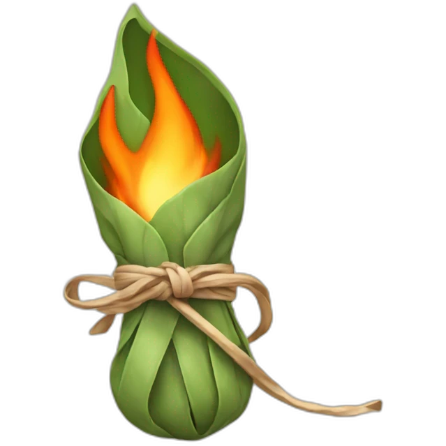 bundle of tied wrapped sage on fire emoji