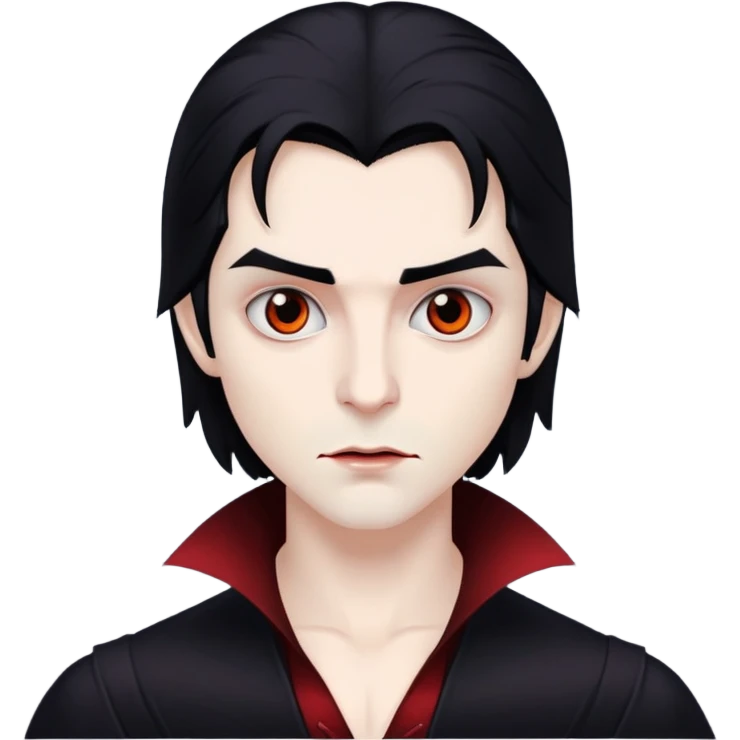 Faça uma vampira de cabelos pretos médios e olhos castanhos e olhos marcantes emoji