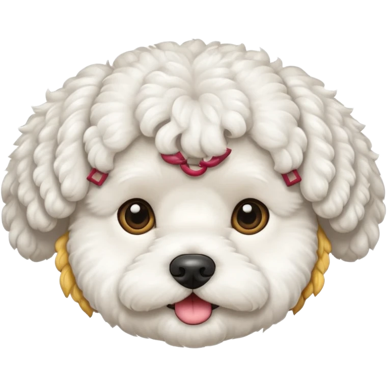 white bichon frise face with curly round hair emoji
