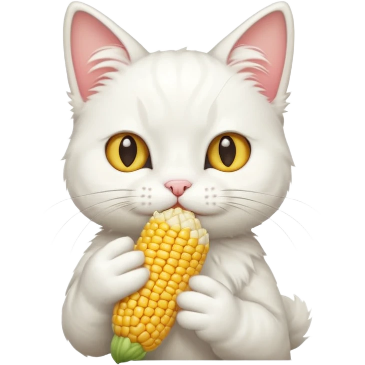 白色猫猫吃玉米的头像 emoji