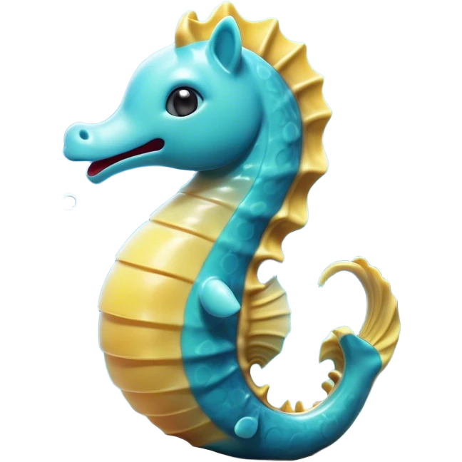 Cinematic Realistic Cute Yawning Sea Horse Portrait Emoji, Head tilted slightly with a dramatic, wide-open yawn, showcasing a soft, flowing body with gently drooping fins and half-closed, drowsy eyes rendered in delicate detail, high shine, relaxed yet expressive, styled with a dash of underwater charm, soft glowing outline, capturing the essence of a sleepy yet affectionate sea horse that appears ready to rest in tranquil water. emoji