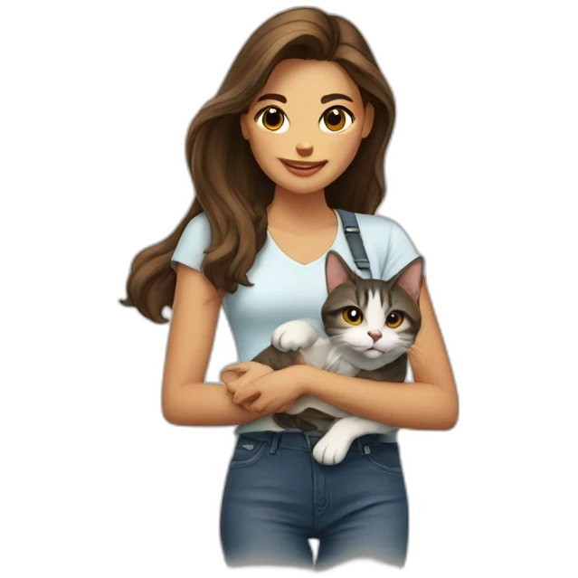 Dos chicas con un gato emoji
