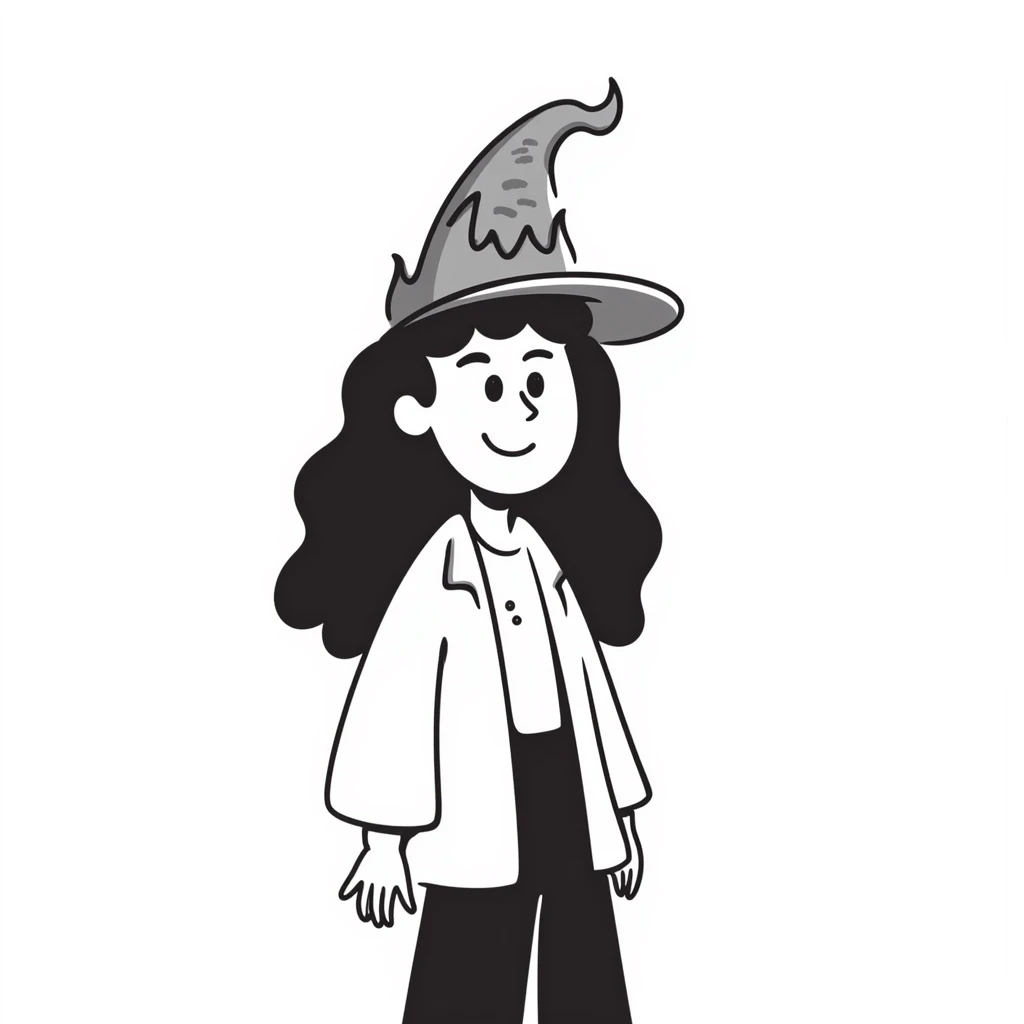 A cool guy with light skin, blue eyes, long hair, smiling, with a fire magic hat emoji