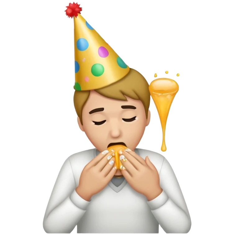 Vomiting wearing party hat emoji