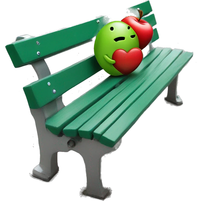 apple and android logo on a bench loving each other emoji