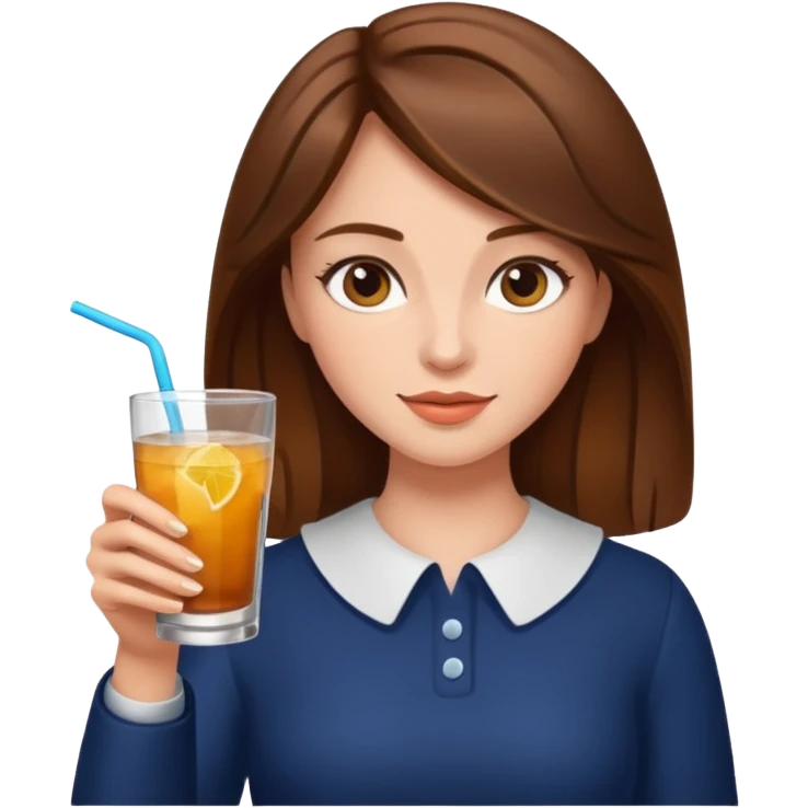 Brown hair woman with a drink  emoji