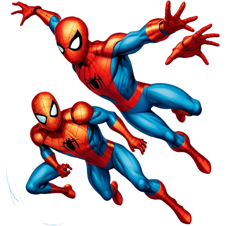 Icon for Vintage Comics and Manga: an open comic book with retro Marvel-style artwork, featuring iconic superheroes like Spider-Man and Iron Man, with action lines. The icon should capture the dynamic and colorful nature of classic comics and manga. Transparent background. emoji