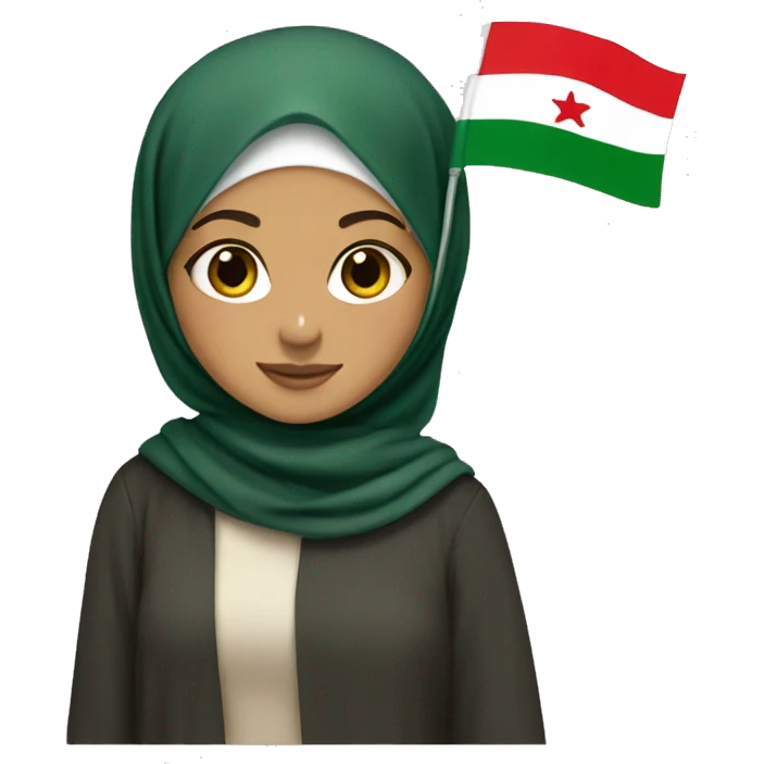 Hijabi girl holding Lebanese flag emoji