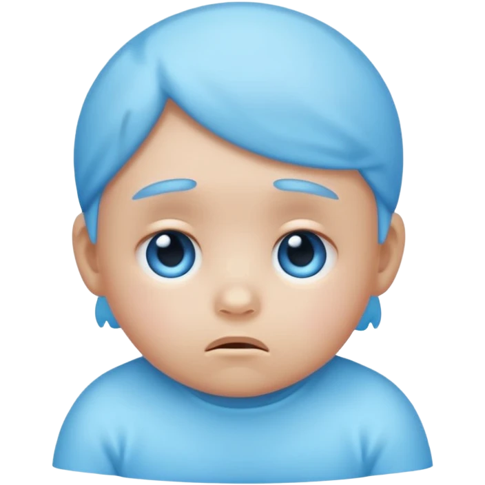 a baby blue sad face emoji with a glowing baby blue gradient behind it  emoji