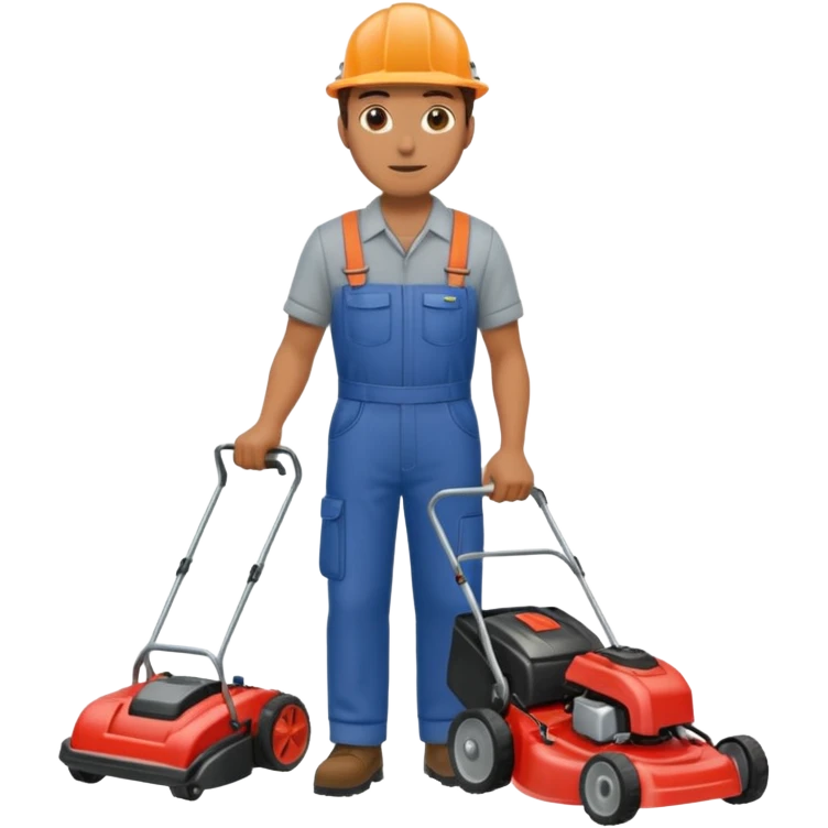 Maintenance worker
with lawnmower, full body emoji