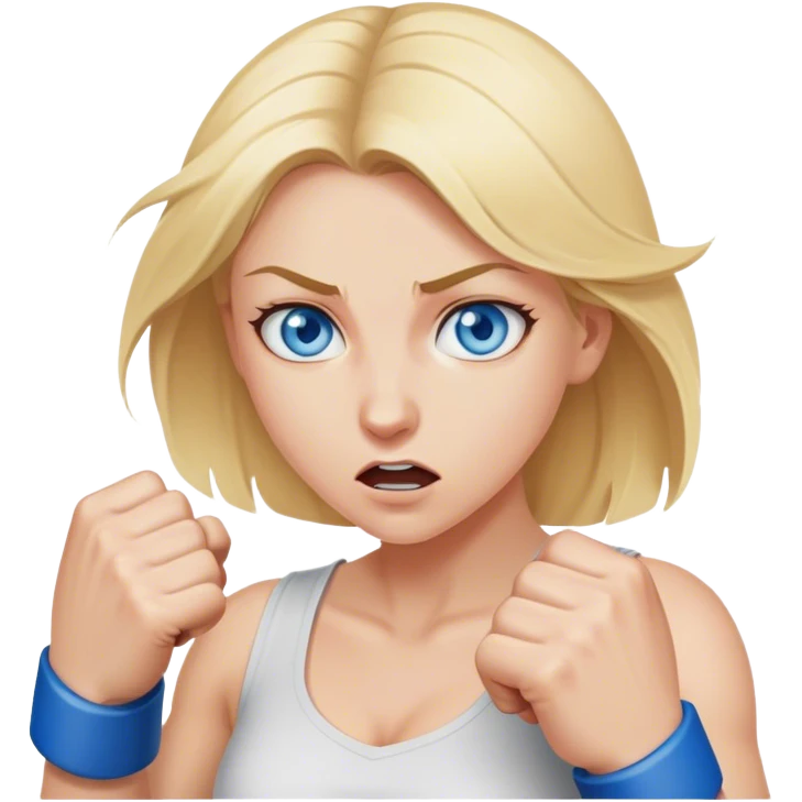 Blond woman with Blue eyes fighting in a brawl emoji