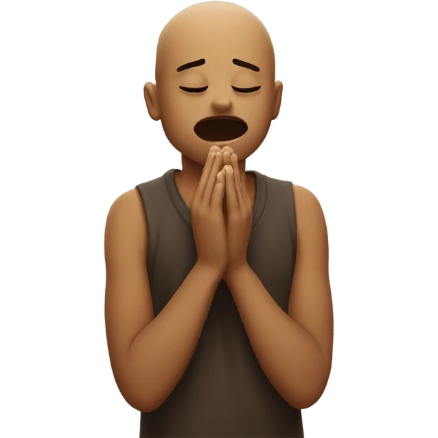 Emoji crying with hands praying in front of face emoji
