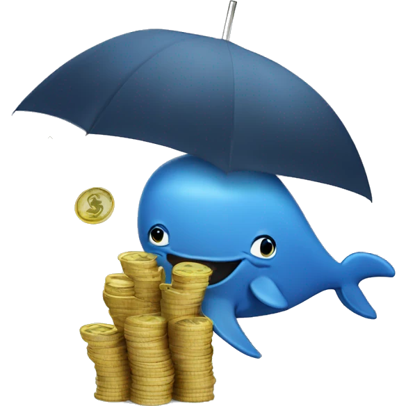 whale with an umbrella raining money emoji