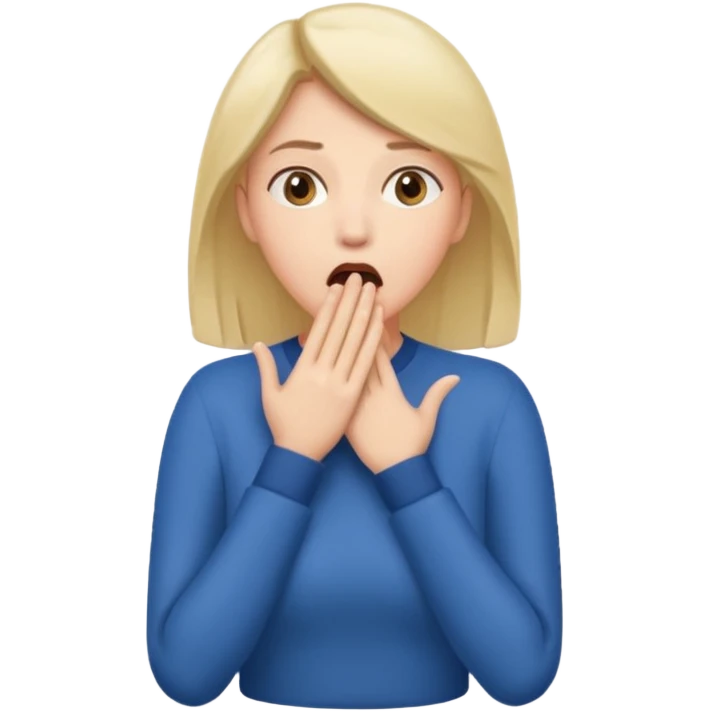 woman surprised with her hands over her mouth, full body emoji