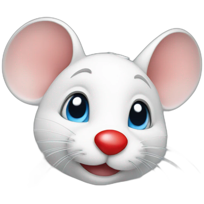 a litte mouse with a red nose and blue eyes emoji