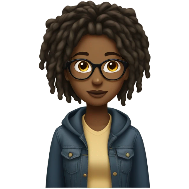 black girl teenager with locs and glasses emoji